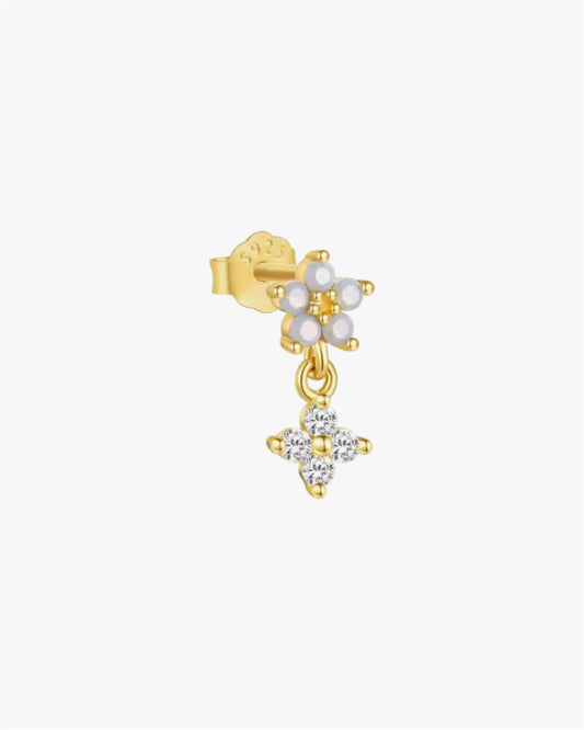 Blue Flower Drop Stud