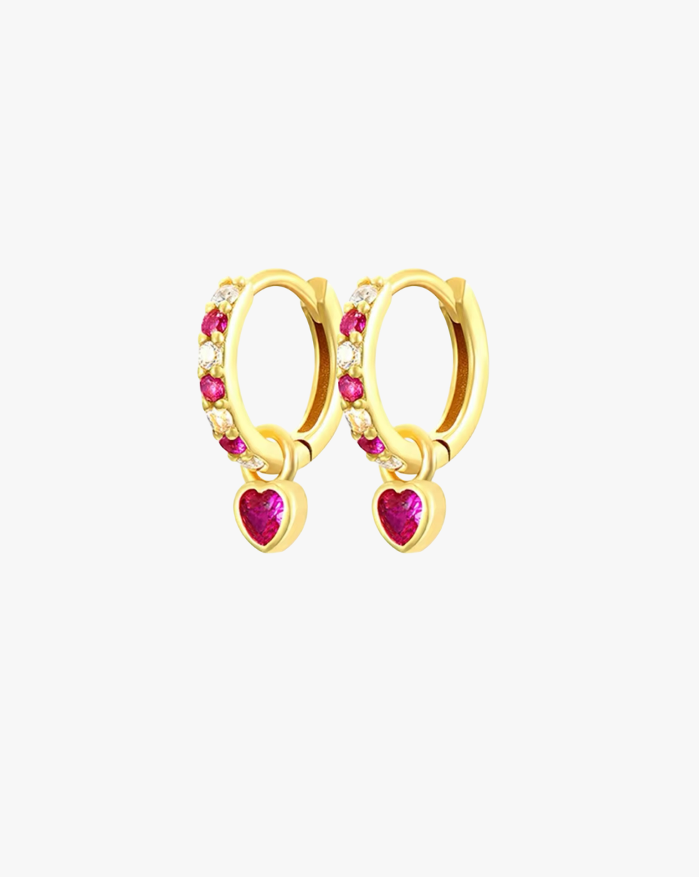 Rosa Pink Heart Hoops
